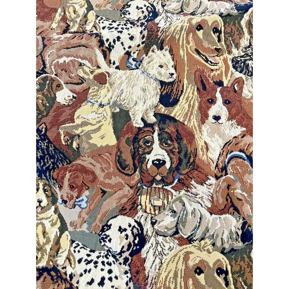 Tapestry Dog Print Fabric Remnant Piece See Pictures for Measurements Vintage